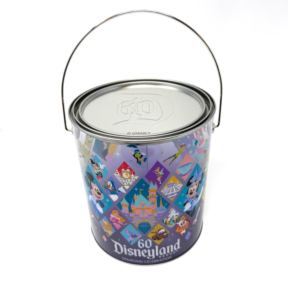 Disneyland 60th Diamond Celebration Popcorn Tin Kettle Corn Can Mickey